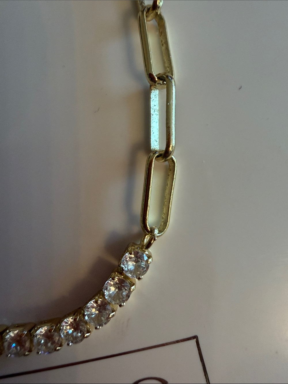 Elegant Gold tennis and paperclip chain Chain bracelet with czs. NWT - Picture 5 of 5